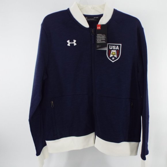 Under Armour Blue United States of America Zip Front Activewear Jacket - Picture 1 of 12